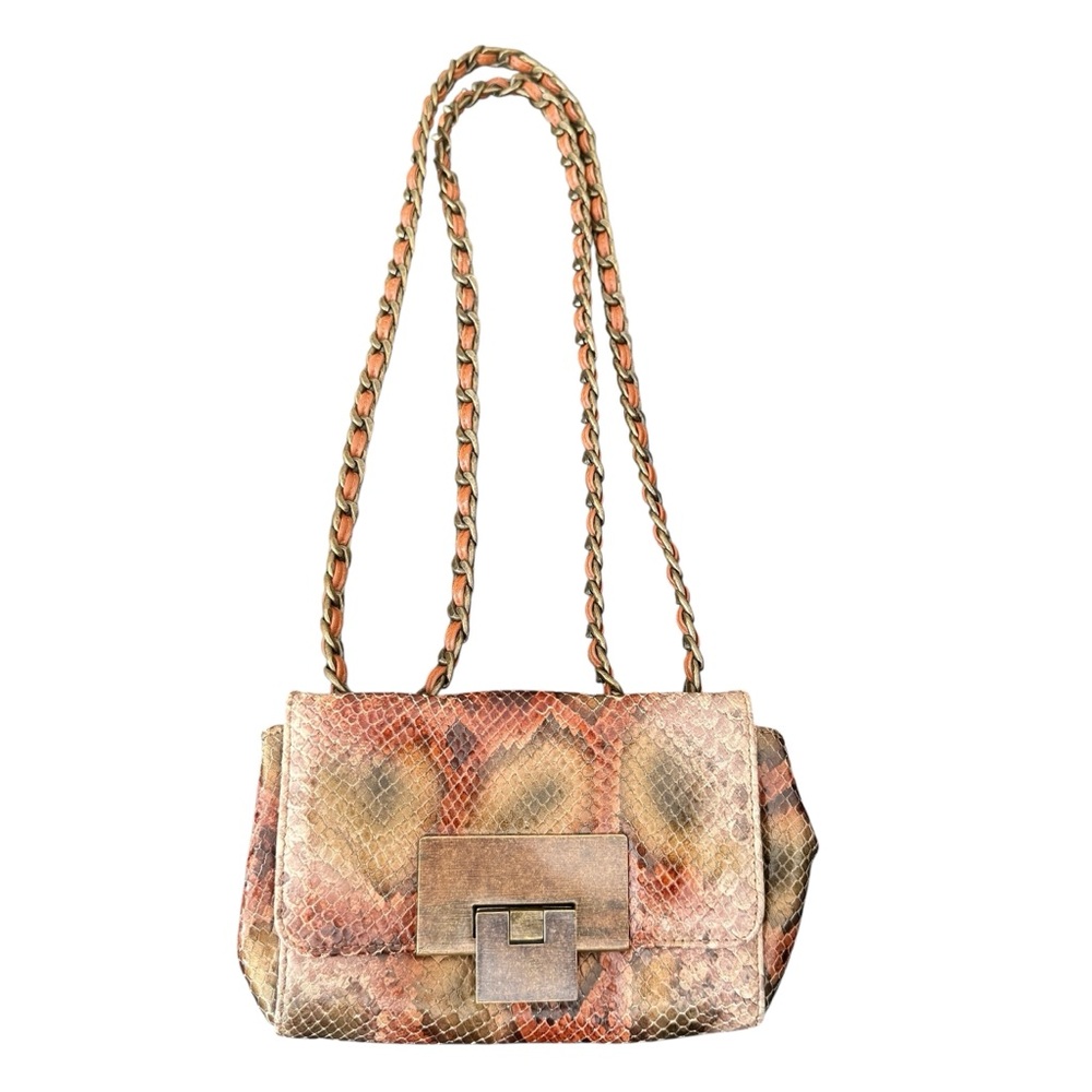 Stuart Weitzman Python Brown And Tan Leather Bag … - image 2